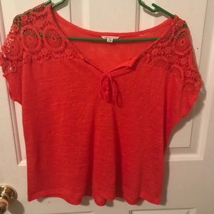 Aeropostale red shirt with lace - new without tags
